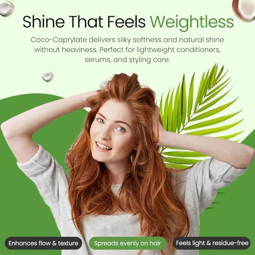Coco Caprylate Oil for Cosmetics (8 Oz / 236 mL) Coco-Caprylate Plant-Based Emollient for Cosmetics, Serums, and Conditioners Natural Silicone Alternative for Skin and Hair Care Formulations