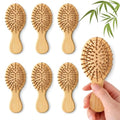 12-Pack Bamboo Travel Hair Brushes for All Hair Types - Eco-Friendly Wooden Mini Brushes, Bridesmaid Gifts