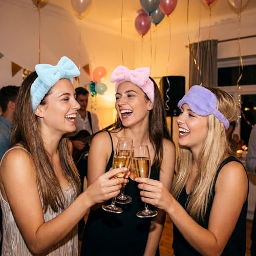 Hoteam 36-Piece Sleepover Party Supplies with Pink, Blue, Purple Headbands Eye Masks & Cosmetic Bags