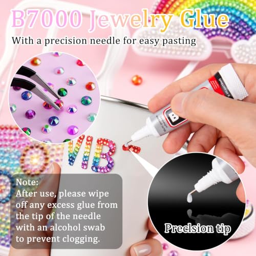 40 Colors 3mm Jelly Resin Rhinestones Bedazzling Kit with 6 Jewelry Glues - Pamaner