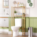 AmazerBath Bamboo Over Toilet Storage Shelf 2-Tier Natural Color - Space Saving Bathroom Organizer