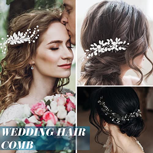 Bride Hair Accessories Pearl Crystal Combs Set - Fresh Style 44 Pieces