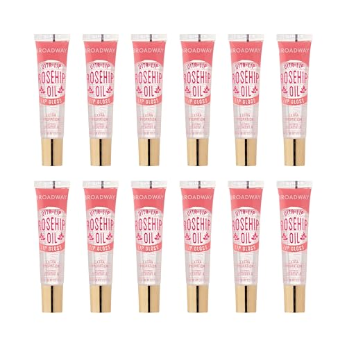 Ruby Kisses Broadway Vita-Lip Clear Lip Gloss (Rosehip Oil 12 Pack), Ultra-Hydrating & Soothing Formula with Vitamin Oils, High-Shine Non-Sticky Finish, Healing Glossy Lip Balm With Vitamin A