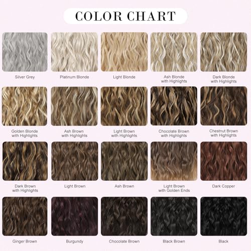 Clip in Hair Extensions 12 Inch Curly Wavy Natural Soft Hairpieces for Women - Light Brown with Golden Ends - 4 Pack
