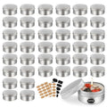 3 oz Tins with Lids, 40 Pack Aluminum Jars 3 oz Tin Salve Tins Refillable Containers With Screw Top and Labels for Salve,Candle,Spices or Balms(Silver)