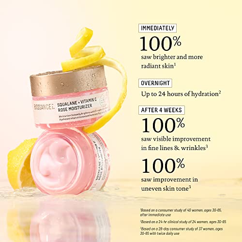 Biossance Squalane + Vitamin C Rose Face Moisturizer ? Antioxidant-Rich Day/Night Face Lotion ? Hydrates and Smooths Fine Lines ? Even Skin Tone & Reduce Discoloration ? For Radiant Skin, 1.69 Fl Oz
