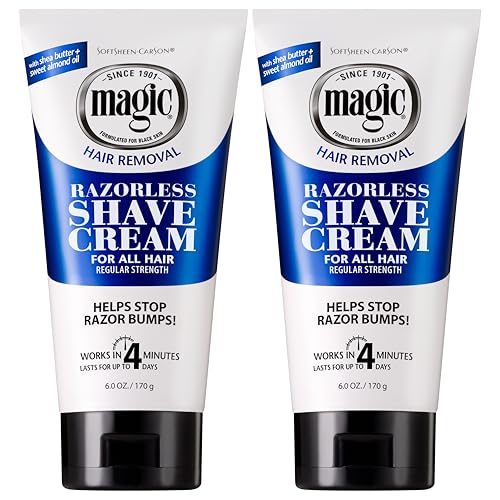 SoftSheen-Carson Magic Razorless Shaving Cream, Depilatory Hair Removal Cream for Body Hair, Regular Strength, Works in 4 Minutes, 2 Count