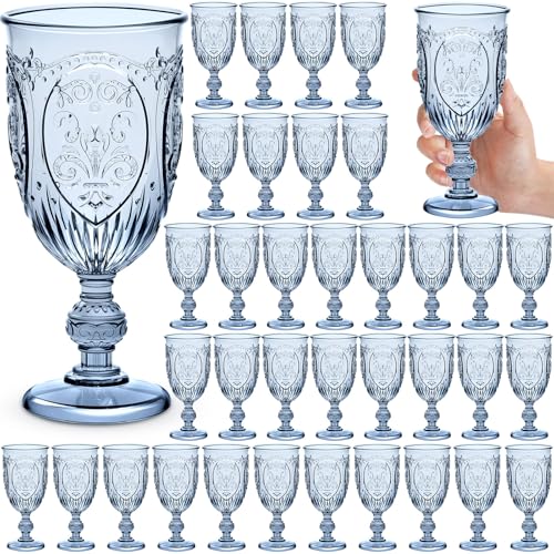 Blue Plastic Wine Goblets Set of 36 - 10oz Vintage Dinnerware - Variation of THIS listing