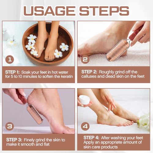 Rose Gold 14-Piece Foot File Pedicure Tool Set | Rustproof Callus Remover