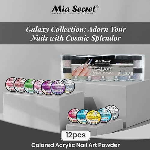 Galaxy Nail Art Powder Collection - 12 Vibrant Colors for Gel, Acrylic & Polish