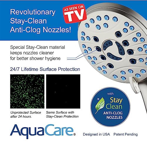 AquaCare 50-Mode High Pressure Shower Head Combo with Arm & 2.5 GPM Satin Nickel
