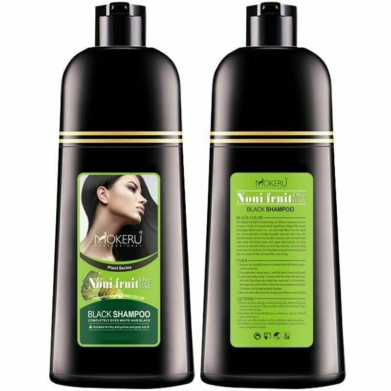 Organic Natural Black Hair Dye Shampoo - 5 Minute Noni Plant Hair Color