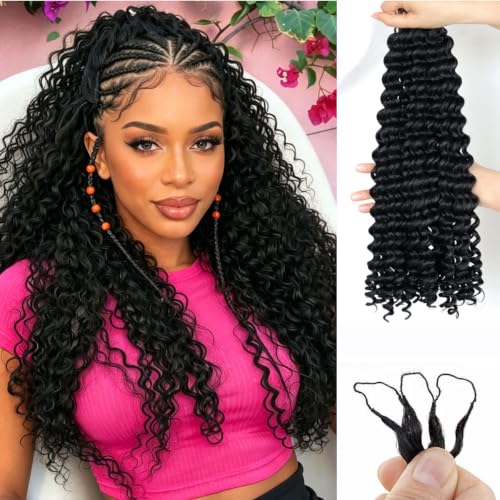 Natural Black Deep Wave Crochet Hair 18 Inch - 30 Strands Feather Synthetic