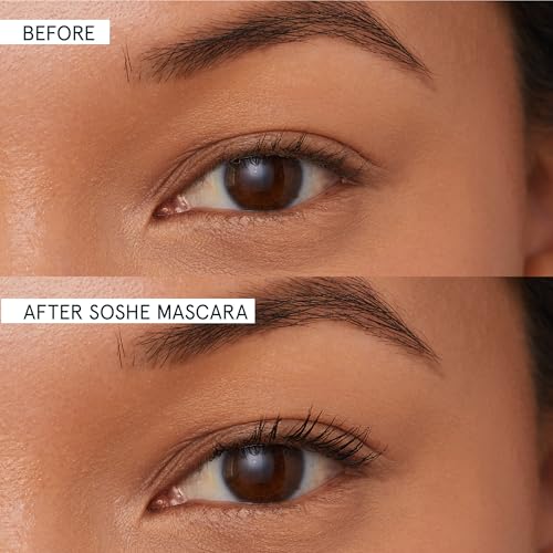 SOSHE Beauty - Peptide Lengthening Mascara | Safe for Contact Lens Wearers, Smudge Resistant, Flake-Free | Clean, Vegan, Cruelty-Free, Certified Plastic Negative