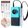Electric 45000RPM Nail Drill Machine Rechargeable Portable Nail File Electric DIY Nail Drill Kit with Smart LCD Screen for Gel Nail Manicure and Pedicure Reflective Body etc (Blue)