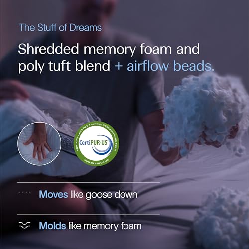 Sapphire Queen Pillow with Shredded Memory Foam & Adjustable Loft - DreamyBlue