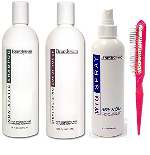 Brandywine 16oz Shampoo & Conditioner + 8oz Non-Aerosol Wig Spray Bundle for Human & Synthetic Hair