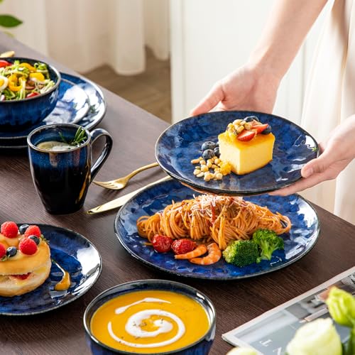 Vancasso Starry 16-Piece Dinnerware Set for 4 Blue Handmade Reactive Glaze