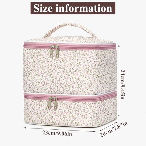 Floral Nail Polish Organizer Bag for 30 Bottles & UV Nail Lamp - Pink Floral