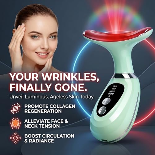 3-in-1 Facial Massager for Face Neck & Scalp - Green, Rechargeable Skin Care Device