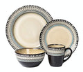 Lorren Home Trends Glazed Dinnerware Set, Blue, Service for 4