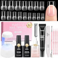 Beetles Gel Nail Kit with Short Square Tips & UV Lamp - 320pcs, DIY Manicure Set with Glue & Remover