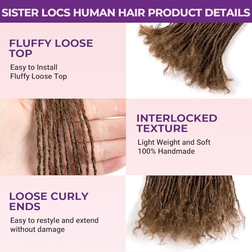 Human Hair Sisterlocks Micro Locs Extensions 8 Inch-30 Strands - #4, Soft & Natural