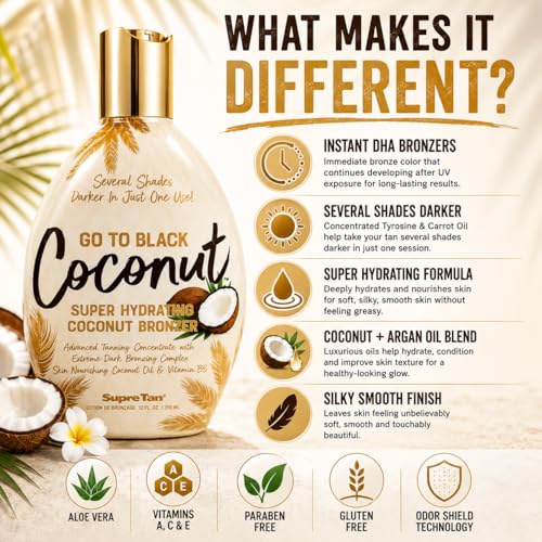 Deep Dark Coconut Tanning Lotion with Bronzing Technology - 12 fl oz
