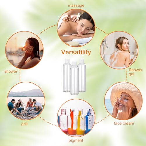 100 Pack 4 oz Clear Refillable Plastic Squeeze Bottles with Flip Caps – Travel-Size Personal Care & Lotion Containers