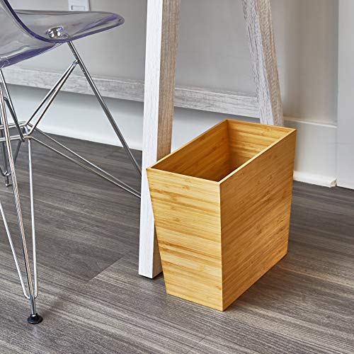 iDesign Rectangular Bamboo Waste Basket - Pack of 1, 10.5 x 5.75 x 10 Inches, Natural Wood Finish