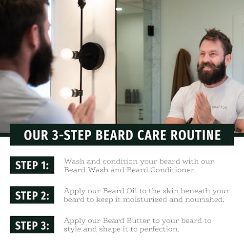 Live Bearded Complete Beard Grooming Kit - Wash, Conditioner, Butter and Oil - Made in the USA with All-Natural Ingredients - Mens Groom Set | Executive Scent - Cedar, Vanilla