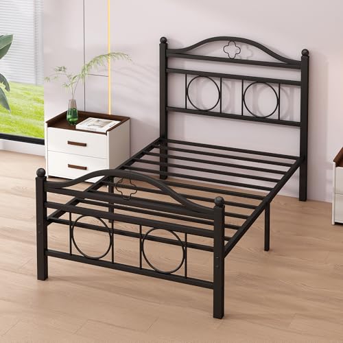 Twin Metal Bed Frame with Storage - Black - Strong & Modern Design