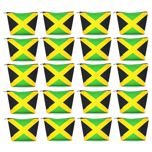 Canvas Makeup Bag Travel Toiletry Bag Makeup Bag for Women Girls Jamaica Flag Reggae(Jamaican-20PCS)