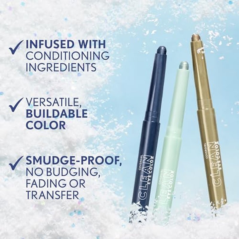 CoverGirl Clean Multiline Eyeshadow Pencil, 300 Stroke Of Midnight, Vegan Formula, Shimmer Eyeshadow, Easy Application, Glides on Effortlessly, Blends Perfectly, 0.05oz