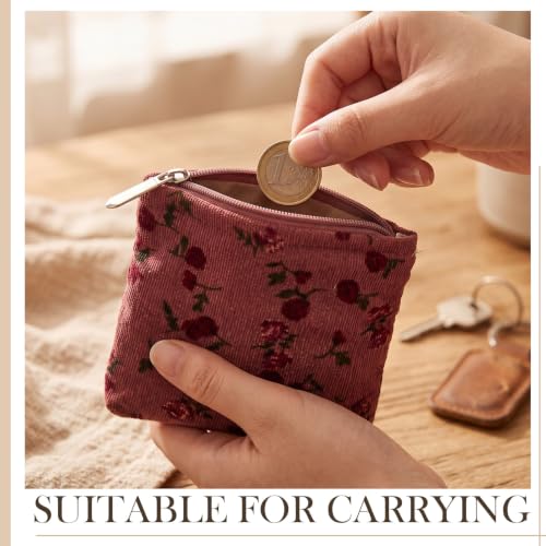 Graceful 6 Pack Corduroy Makeup Bags Small Cosmetic Pouches Portable for Purse