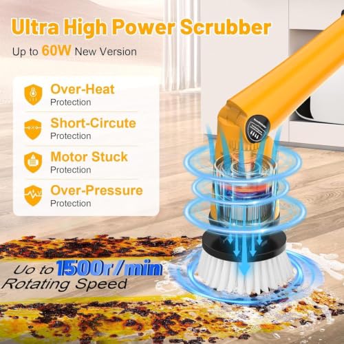 Denqir 1500 RPM Electric Spin Scrubber for DeWalt 20V Battery - Yellow