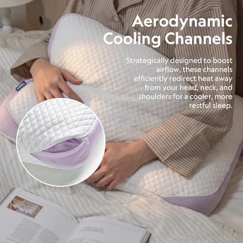 Vesta PurpleZen Eco-Luxe Down Pillow Medium Profile 4.5" Supportive Plush Support for Back Stomach or Side Sleepers