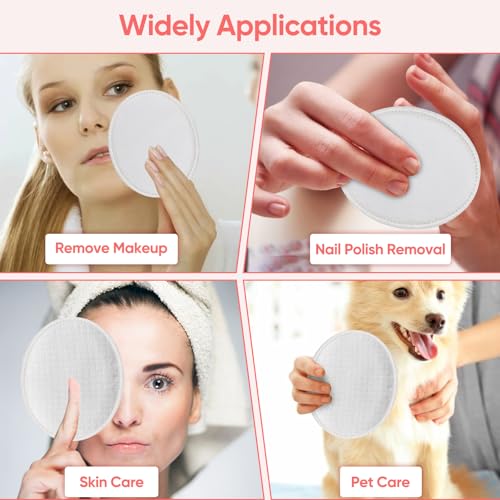 ICOTLE Large Oval Cotton Pads 280 Count 3-Layer, Bag of 4 - Face & Makeup Remover