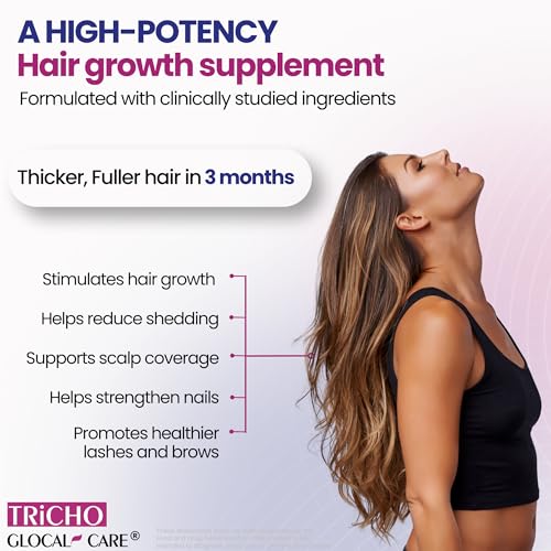GlocalCare Tricho Hair Growth Supplements with Biotin & Saw Palmetto - DHT Blocker for Thinning Hair - 30 Capsules