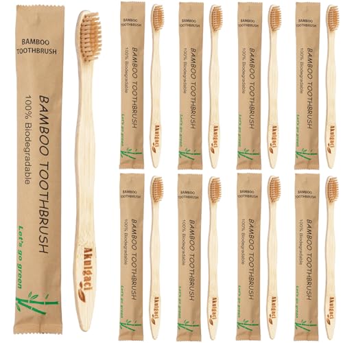 Bulk Eco-Friendly Bamboo Toothbrushes for Adults - Soft Bristles, Reusable & Biodegradable, Pack of 100 for Travel & Camping