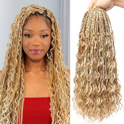 24 Inch Goddess Box Braids Crochet Hair - Boho Pre-Looped Synthetic Braids (Pack of 7) - Natural Look & Easy Installation