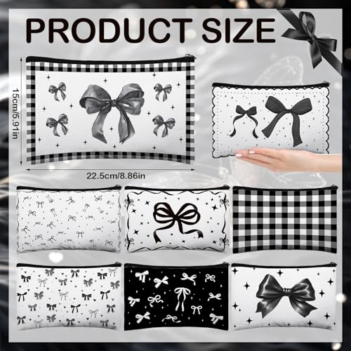 Black Bow Makeup Bags Set of 24 for Women - Vintage Floral Toiletry Pouches