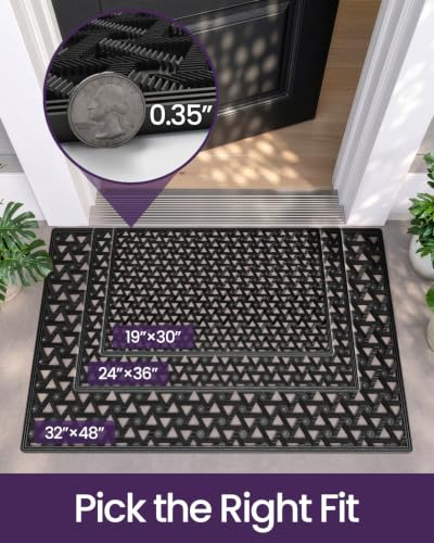 Outdoor Entrance Rubber Doormat 32x48 Black Non Slip Dirt Trap Water Drainage