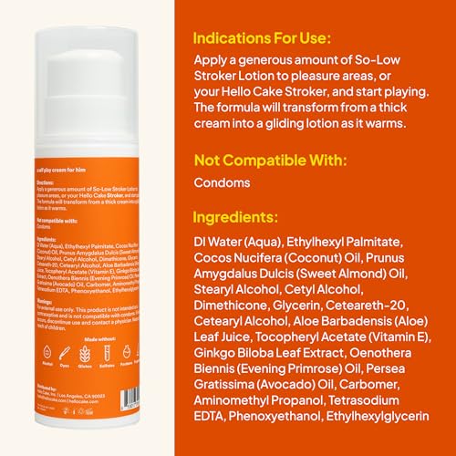 Hello Cake So-Low Stroker Lotion - 8 Fl Oz Solo Pack, Moisturizing Lubricant
