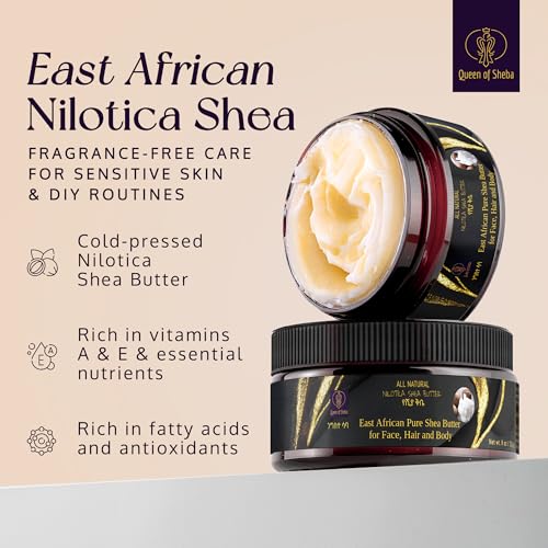 Queen of Shea East African Pure Shea Butter 8oz - Organic, Unrefined Face, Hair & Body Moisturizer