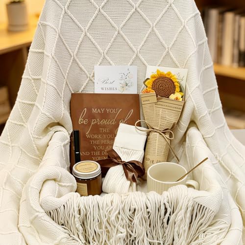 Self Care Gift Basket for Women with Cozy Blanket & Spa Items - Birthday & Get Well Gifts