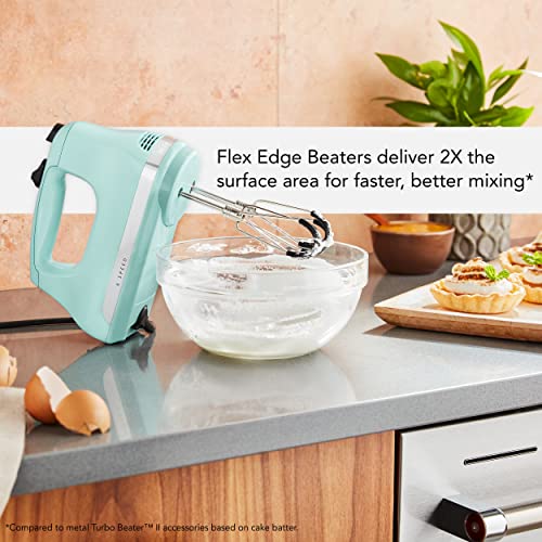KitchenAid 6-Speed Hand Mixer with Flex Edge Beaters - Ice Blue, Model KHM6118