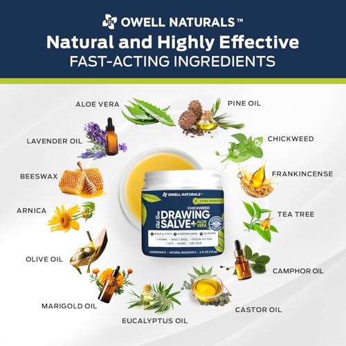 OWELL Naturals Drawing Salve ? Fast Acting for Ingrown Hairs, Boils, Bumps, Cysts & Splinters ? Clear Non-Staining Formula for Bikini Line, Underarms & Sensitive Skin ? 4 oz