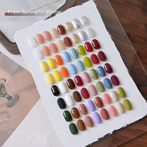 GAOY Gel Nail Polish Kit with UV Light, 32 Colors Gel Polish Set Red Black White Nude Glitter with 5 Pcs Soak off Base Glossy Matte Glitter Top Coat & Builder for Nail Art DIY Manicure at Home