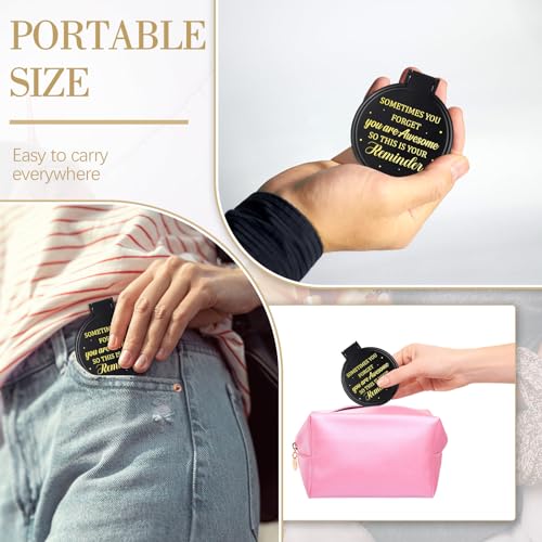 Geetery Black Compact Mirror Set for Women - 50 Pcs Gift Bulk with Organza Bags & Thank You Cards